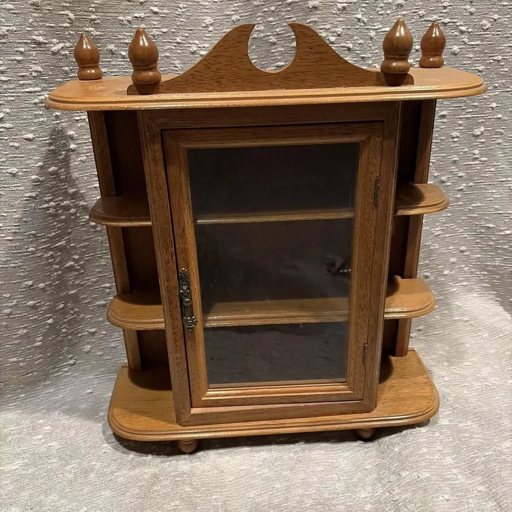 Wooden Curio Display Cabinet Vintage 16.5